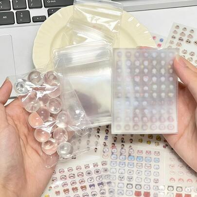 2400pcs Mini Cute Sticker Set With Storage Book | Portable Transparent Plastic Material, Multiple Beautiful Designs, Perfect For DIY Journals And Photo Albums, Matches Perfectly With Notebooks And Photo Albums