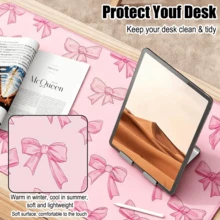 Pink Bowknot Desk Pad Mouse Pad Large Cute Girly Style Laptop & Gaming Keyboard Mouse Pad Non-Slip Stitched Edge Desktop Mat Office Desk Accessory Aesthetic Office & School Desk Decor 31.5 * 15.7 Inches - 847-bow Tie - View 4