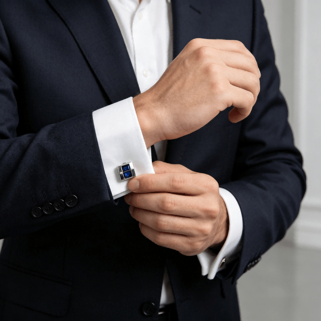 1pcs Cufflink And Lapel Pin Set, Elegant Suit Decor For Wedding, Business Events & Formal Occasions