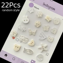 11/22/33/44/55/66Pcs White Elegant Buttons, Swallow Flower Shaped Resin Buttons, Handmade DIY Sewing Buttons, Decorative Accessories And Jewelry - Multicolor - View 15