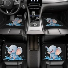 1pc/4pcs Car Floor Mats And Trunk Mat, Cute Cartoon Elephant Pattern, Suitable For Most Sedan, Truck, SUV Models, All-Weather Protection, Durable Material, Easy To Clean, Fashionable Car Interior Accessories, Perfect Gift For Parents And Loved Ones - Cartoon Elephant - View 6