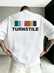 Magliette Uomo American Street Fashion T - Short Sleeve T-Shirt, Men's Summer Outfit Pure Cotton Loose Colorful Striped Print, Men's Casual Summer T-Shirts With Koszulki - White - View 3