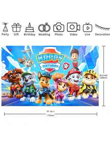 Paw Patrol 1件汪汪隊主題背景布，以可愛卡通角色為特色，全新創意設計，生日派對必備裝飾，可重複使用，高品質背景布、派對橫幅與旗幟 - 查看 7