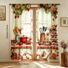 2pcs/Set Faux Embroidery Fruit Print Modern Curtains, 100% Polyester Fabric Durable, Suitable For Living Room, Bedroom, Kitchen, Bathroom Decoration (Curtain Rod Not Included) - Multicolor - View 12