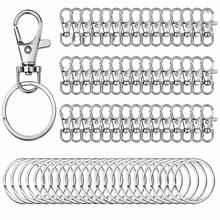20/40/60/100 piezas Anillos para llaveros con llaveros, clips para portallaves con anillos, para manualidades de joyería con cordón (10/20/30/50 piezas Ganchos de langosta de metal + 10/20/30/50 piezas Anillos partidos para llaves) - Plateado - Ver 1