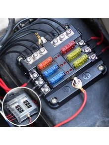 6-Way Fuse Block, Fuse Box, 12V, 6 Circuits With Negative Fuse Holder For Bus, Car Accessories, Waterproof Fuse Box With LED Indicator, Suitable For Car - Black - View 7