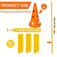 CENLEN 6 Training Cones With 50cm Diameter And Perforated Openings And 3 1.2-Meter Adjustable Portable Training Poles. Dog Agility Training Set, Perforated Obstacle Barrel Hurdle Frame, Indoor And Outdoor Agility Training Kit. - Yellow - View 5