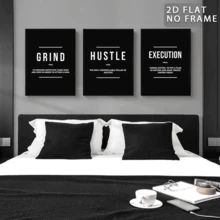 3pcs Modern Minimalist Black & White Inspirational Quote Frameless Canvas Posters, Mood-Boosting Decorative Wall Art, Waterproof Canvas Wall Decor, Inspirational Theme Posters, Suitable For Bedroom, Living Room, Office, Dining Room - 111 - View 2