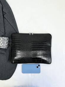 1件學生筆電包 11"/13"/15" 筆電內層包 黑色鱷魚紋 PU 休閒中性平板保護套 小包 文件包 筆電內層包 電腦攜行包 11" 13" 15" 便攜式桌面保護包 相容 Macbook HP 適合女孩、青少年女孩與男孩 相容 iPad Air 4 5 Pro 防震包 - 黑色 - 查看 6