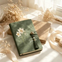 Personalized Tassel Notebook, Replaceable Inner Pages PU Leather Diary, Customized Name And Birthday Flower Design, Bridesmaid, Birthday And Mother's Day Women's Gift - Multicolor - View 8