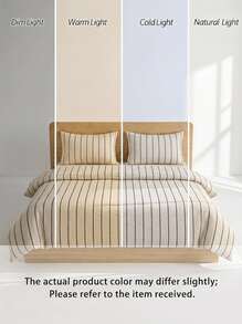 Veyra Day 3pcs Vintage Boho Stripe Duvet Cover Set – 100% Polyester Soft Breathable Bedding, Minimalist All-Season, Machine Washable (1 Cover + 2 Pillowcases, No Fitted Sheet/Insert) - sunset - View 10