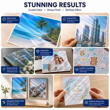 20/36 Sheets A4 Holographic Laminating Paper - Transparent Self-Adhesive Sticker Paper, Waterproof Transparent Sticker Overlay - Gem, Polka Dot, Rainbow, Starry Sky Patterns - Gem, Dot, Rainbow, AStr - View 8