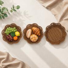 1 Stück/3 Stück geflochtener Obstkorb oder Snackteller, Küche, Weihnachtsgeschenk - Braun - Übersicht 8