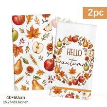 2 Stücke minimalistische Küchenhandtücher mit Herbst-Ernte-Apfel- & Ahornblatt-Muster, weiche Polyester-Geschirrtücher, geeignet für Küchendekoration, Küchenreinigung, Feiertagsparty-Dekoration, Küchen- & Badezimmerbedarf, Haushaltsartikel, Heimdekoration, Einweihungsgeschenk - Verschiedenfarbig - Übersicht 2