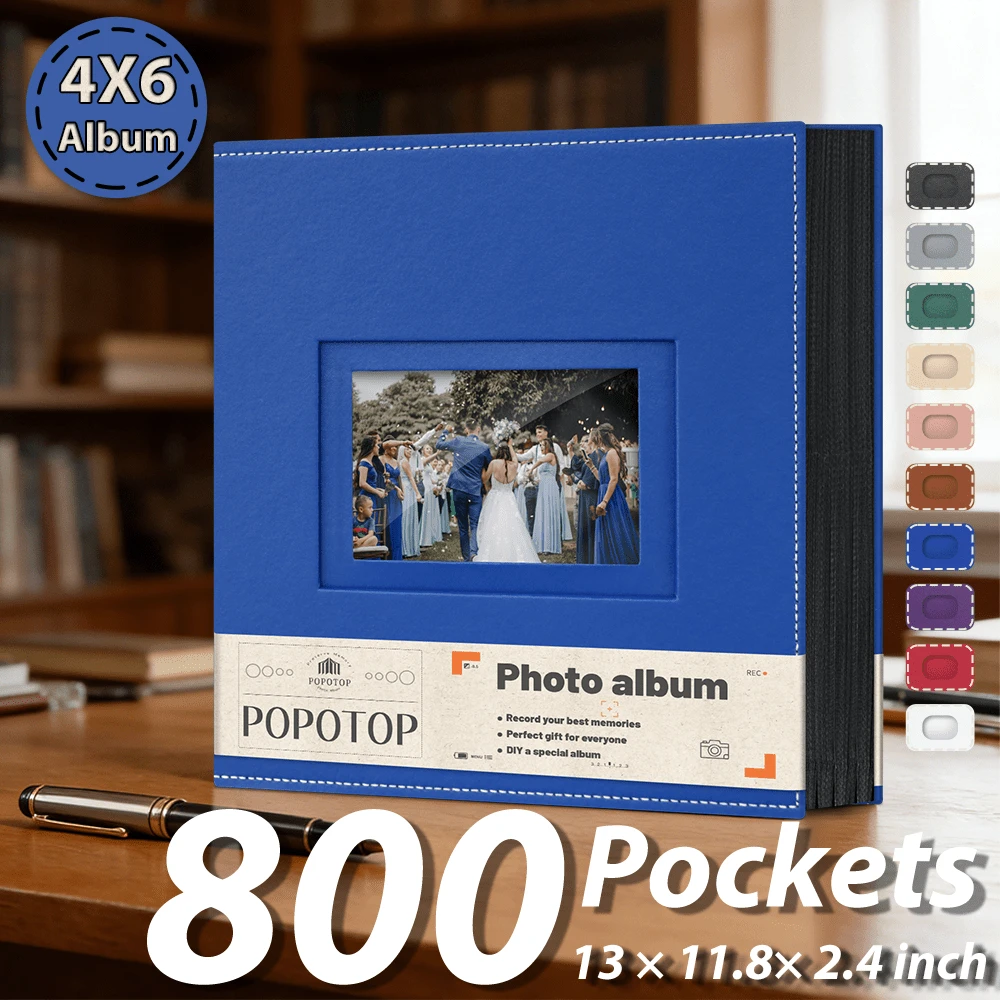 Photo Album 4x6 100/300/500/800 Pockets With Leather Hardcover Cover, Large Photo Album Binder Book With 80Pcs Pages For Family Travel Wedding Baby Gifts