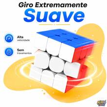 Cubo mágico Magnético Profissional 3x3x3 colorido Speed Cube stickerless com imã ajuste de tensão e suporte Anti Travamento Moyu 56mm - Magnético - Visão 4