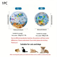 1 pièce Lit d'eau gonflable épais, grand et rond, en forme de requin durable, convient aux chats et aux chiens; Jouet de tapis d'eau exclusif pour animaux de compagnie; Jouet de jeu pour chat - Multicolore - Voir 4