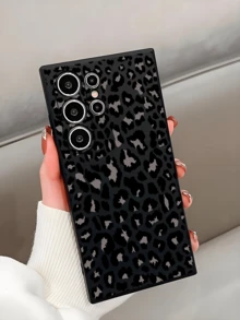 1pc Personalized Contrast Color Leopard Print Anti-Drop Anti-Slip Black Phone Case Protective Cover Compatible With IPhone Honor Galaxy A04e/A05s/A13/A14/A15/A34/A35/A50/A52/A53/A54/S21/S22/S23/S24/S25/S25Ultra/ 6A/7A/8A/ 12T/13T/14T - Black - View 3