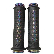 Universal Motorcycle Handlebar Grips | 22mm 24mm MX Gel Rubber Grips With CNC End Caps | Non-Slip Off-Road Motorcycle Handlebar Grips Full Set Suitable For Kawasaki Suzuki - A - View 9