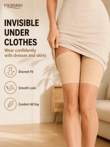 2 Peças Faixas Anti-Atrito para Coxas, Sem Costura Antiderrapante, Protetores de Coxa Invisíveis e Respiráveis para Usar Sob Vestidos - Multicolorido - Visão 3