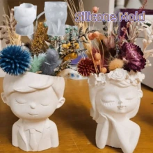 1件/2件 DIY 半身男孩女孩儲物花藝裝飾模具，家居裝飾展示架樹脂石膏矽膠模具，DIY 多肉植物水泥花盆花瓶石膏水泥黏土模具，蠟燭台模具，家具裝飾 - 白色 - 查看 1