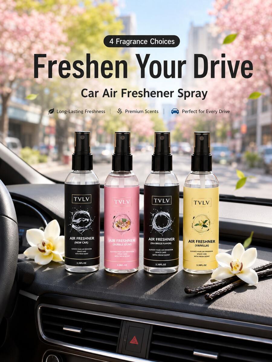 100ml Air Freshener Spray, Jasmine & Sea Breeze Fragrance, Long-Lasting & Aromatic, Alcohol-Free Deodorizer, Suitable For Car/Bedroom/Bathroom/Office/Home, 2-In-1 Body & Hair Refresher, Fresh Fruity Scent, Ideal For Outdoor Camping & RV, Suitable As Gift For Men & Women - Multicolor - View 1