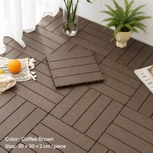 10pcs Interlocking Waterproof Composite Wood Flooring Tiles, Modern Solid Color Square Non-Slip Wear-Resistant WPC Outdoor Decking, Suitable For Balcony, Patio, Backyard, Poolside And Garden Decoration, Grey/Brown/Natural Wood Color - Multicolor - View 12
