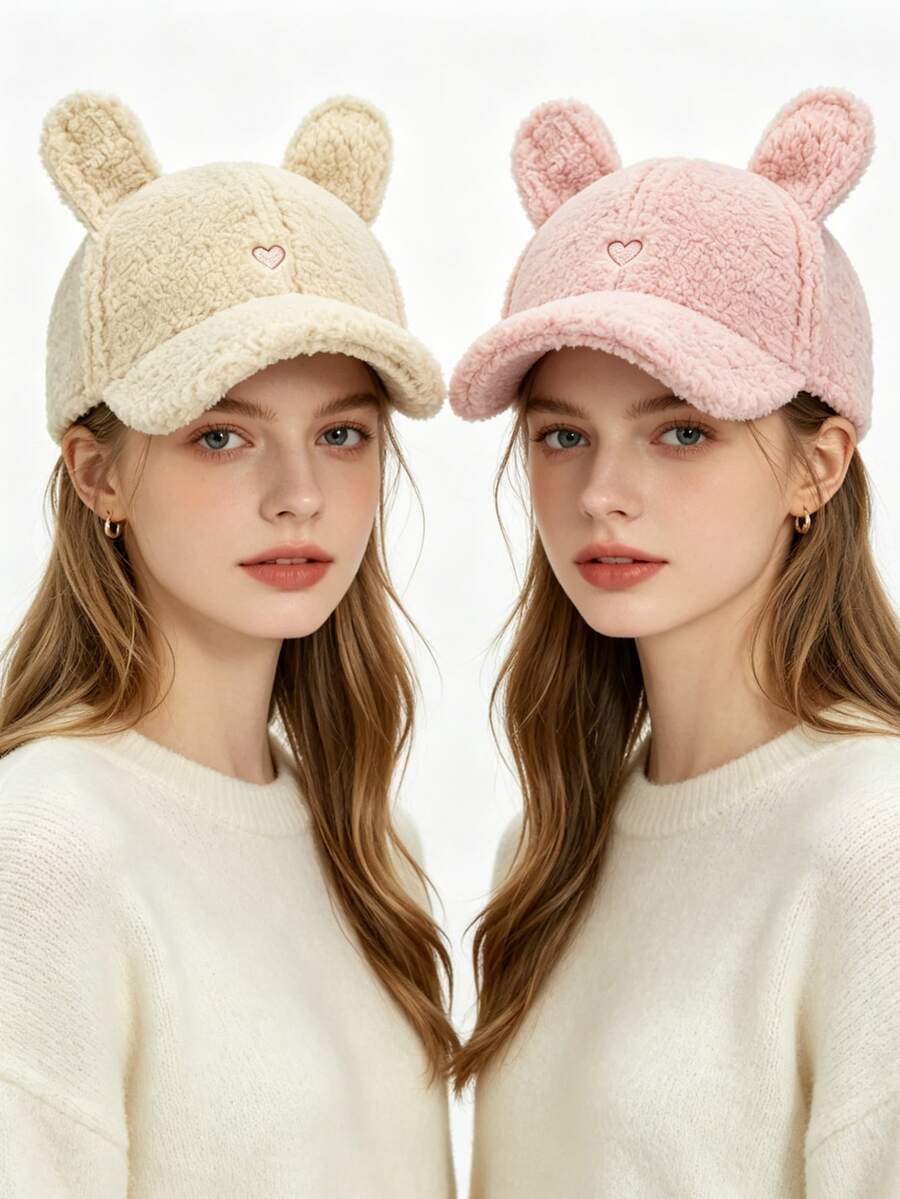 2件裝四季通用大頭圍極簡山線條棒球帽,時尚簡約棒球帽 - cute rabbit - 查看 1
