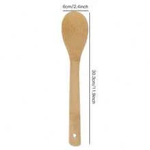 8 piezas/1 pieza Juego de utensilios de cocina de bambú con cubo de almacenamiento para cubiertos y pinzas para alimentos - Albaricoque - Ver 13