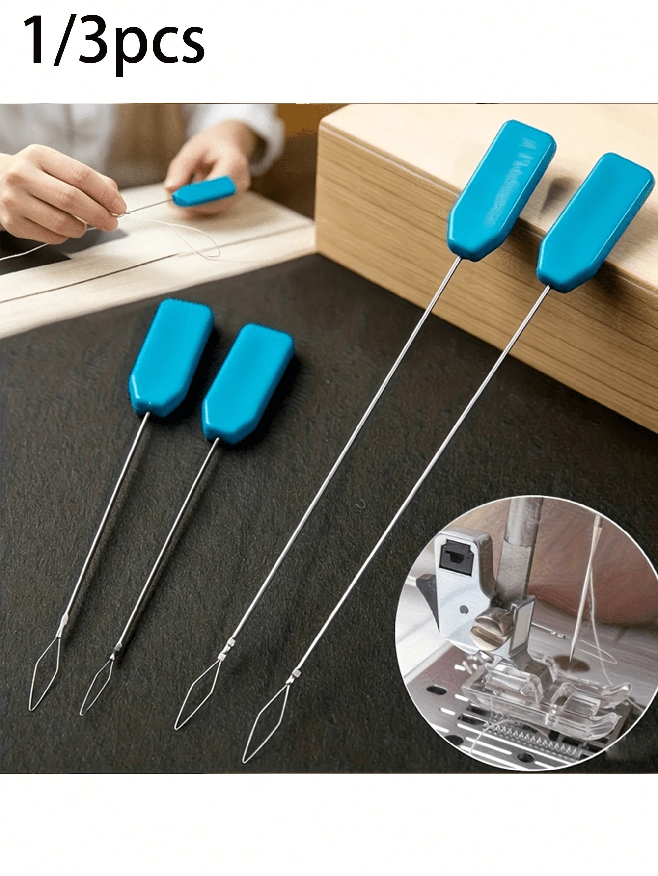 Juego de 1/3 piezas de enhebradores de máquina de coser, material de acero inoxidable, herramienta de enhebrado rápido de alta precisión, tamaños grande, mediano y pequeño disponibles, apto para múltiples modelos de máquinas de coser, fácil de usar, duradero, incluye guía de enhebrado - multicolor - Ver 1