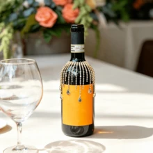 閃亮水鑽流蘇紅酒瓶裝飾鏈，金色水晶流蘇紅酒瓶裝飾飾品，奢華婚禮晚餐桌中央裝飾，派對節日紅酒瓶配件 - 金色 - 查看 5