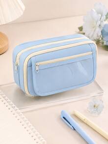 A Transparent Flip Cover 9-Layer Pencil Case, Portable Student Stationery Bag, Desktop Items And Study Stationery Storage Bag, Ba, First Day Of School - Multicolor - View 11