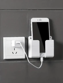 1/3/5pcs No-Drill Phone Holder, Wall-Mounted Bracket, Remote Control Storage Box, Bedside Phone Storage Rack, Phone Support Stand, Phone Holder Base, Phone Holder, Remote Control Storage Box - No-drill Phone Holder - View 2