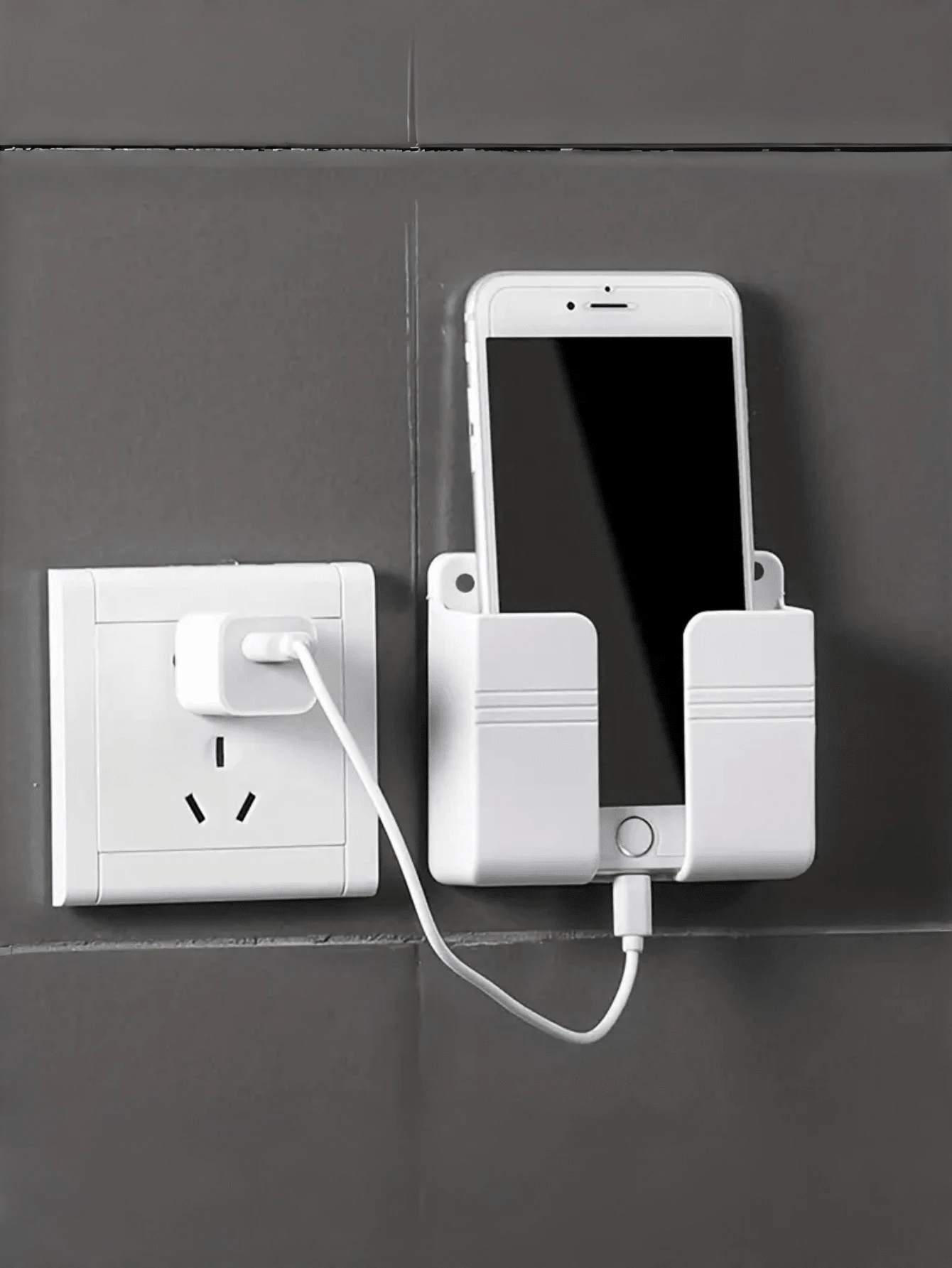 1/3/5pcs No-Drill Phone Holder, Wall-Mounted Bracket, Remote Control Storage Box, Bedside Phone Storage Rack, Phone Support Stand, Phone Holder Base, Phone Holder, Remote Control Storage Box