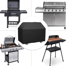 1 قطعة غطاء شواية BBQ ثقيل الواجب، 8 أحجام متوفرة، مقاوم للماء، مقاوم للرياح، مقاوم للأشعة فوق البنفسجية، مناسب لشوايات الغاز الخارجية، حماية من جميع الظروف الجوية، تصميم إغلاق برباط، غطاء شواية الفناء، أسود - الأسود - مشاهدة 1