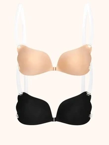 YIYANG 2/1Pack Of Push-Up, Self-Adhesive Bra With Clear Straps; Invisible, Backless, Sticky Bra; Wing-Shaped Bra, Lingerie, And Adhesive Cups. - Multicolor - View 26
