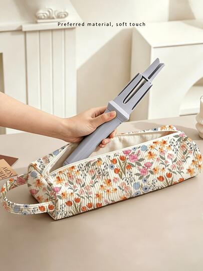 New Colorful Floral Tulip Pattern Quilted Hair Dryer Storage Bag - Travel Essential, Portable & Lightweight, Durable & Sturdy, Fashionable & Beautiful, Suitable For Home, Outdoor And Daily Use. Dust-Proof Bag For Hair Dryer, Patterned Hair Tool Storage Bag For Women And Girls, Ideal Gift For Girls, Nurses, Students - Durable & Portable Design, Curling Iron And Accessories - Durable Travel Carrying Storage Bag (Print Cutting Position And Fabric Texture Direction Are Random)