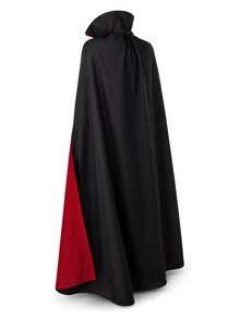 1pc Red & Black Vampire Cloak, Gothic Halloween Style Polyester High Collar Lace-Up Long Cape, Halloween Party, Costume Party, Cosplay, Theme Party Prop Outfit - Halloween - View 6