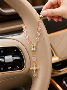 1 buah Liontin Salib Bunda Maria Kristal Berlian Imitasi, Ornamen Gantung Dekorasi Interior Mobil Wanita yang Elegan, Dekorasi Universal untuk Setir, Kaca Spion, dan Tas Tangan, Hadiah Gaya Religius yang Indah untuk Keluarga dan Teman - A - View 5