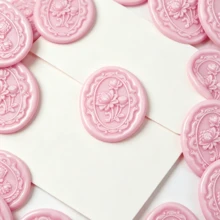 20pcs 3D Embossed Frame Pattern Self-Adhesive Wax Seal Stickers, Suitable For Gifts, Wedding Invitation Envelopes - Pink - Flower - Pink - View 6