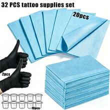 32/62/137pcs Tattoo Supplies Set, Disposable Tattoo Table Mats (Black/Pink/Blue), Ink Color Cups, Tattoo Gloves, 3-Layer Waterproof Art Table Mats, Multiple Specifications Combination, Suitable For Nail Art, Tattooing, Tattoo Machine Accessories - Multicolor - View 21