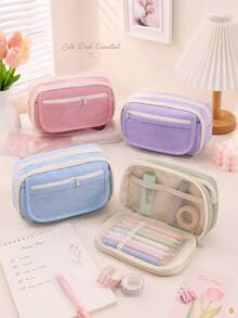 A Transparent Flip Cover 9-Layer Pencil Case, Portable Student Stationery Bag, Desktop Items And Study Stationery Storage Bag, Ba, First Day Of School - Multicolor - View 2