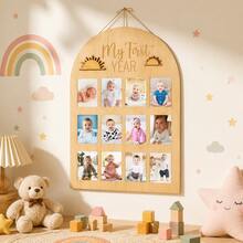 My First Year Photo Display Board, Bohemian Sun Pattern, Baby First Year Photo Frame Milestone Board, Baby Keepsake, Birthday Nursery Decor, Unisex For Boys And Girls - Milestone - View 3