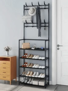 1pc Multi-Functional All-In-One Coat Rack, Shoe Rack, Storage Rack, Movable And Easy To Assemble, Suitable For Living Room, Entryway, Bedroom, Study, Office, Holiday Gift, Christmas Gift, Children's Gift - Multicolor - View 17