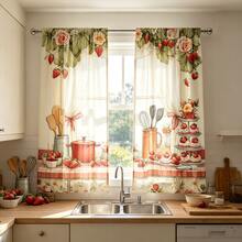 2pcs/Set Faux Embroidery Fruit Print Modern Curtains, 100% Polyester Fabric Durable, Suitable For Living Room, Bedroom, Kitchen, Bathroom Decoration (Curtain Rod Not Included) - Multicolor - View 5