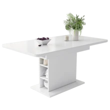 Extendable Dining Table / Modern, Minimalist Style Dining Table / With Storage Space / Dining Table/Café And Side Table / Multifunctional / Large Storage Space / Suitable For Dining Room And Living Room - 白色 - 查看 10