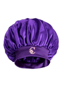 1Pc Kids Satin Hair Bonnet With A-Z Letter Wide Elastic Band Sleep Cap For 1-3 Years Old Girls, Soft Silk Night Hair Wrap - Purple - View 6
