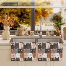 2/4/48pcs Cartoon Multi-Cat Stacked Pattern Printed Kitchen Towels - Super Soft, Highly Absorbent Polyester Dish And Hand Towels, Perfect For Holiday Decor, Kitchen Decor, Party Decor. - Multicolor - View 3