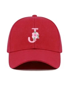 1件女款客製化A-Z字母棒球帽，輕量棒球帽，時尚休閒遮陽帽，適合戶外運動與日常穿著，夏季海灘 - 紅色 - 查看 21