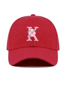 1件女款客製化A-Z字母棒球帽，輕量棒球帽，時尚休閒遮陽帽，適合戶外運動與日常穿著，夏季海灘 - 紅色 - 查看 7